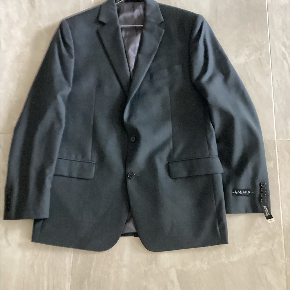 Lauren Ralph Lauren Men's Charcoal Solid lTwo-Button Blazer 42 Long
